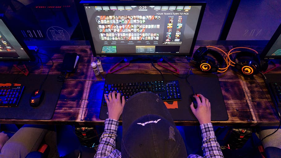 A gamer playing